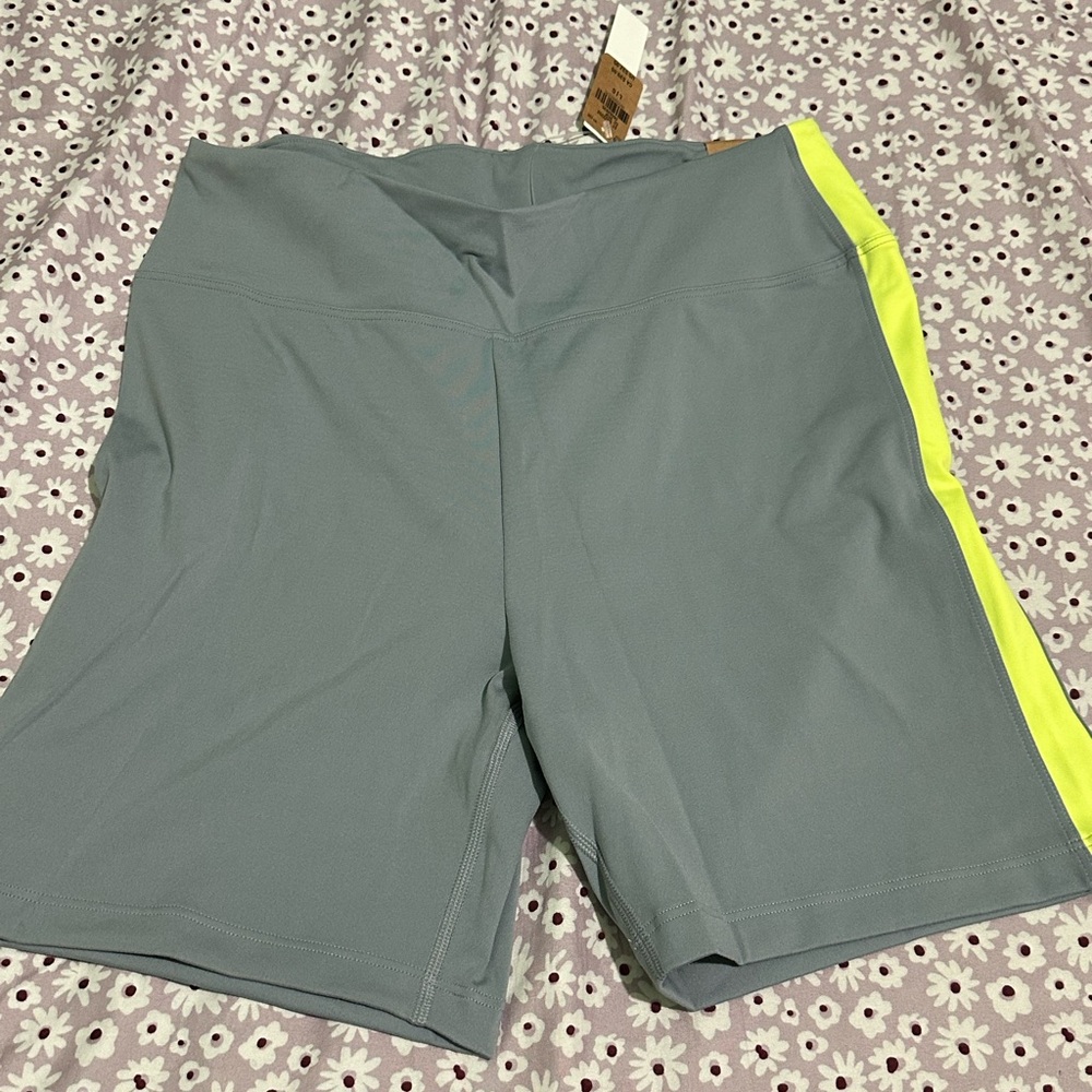 VS Pink Women's Gray and Neon Yellow Shorts